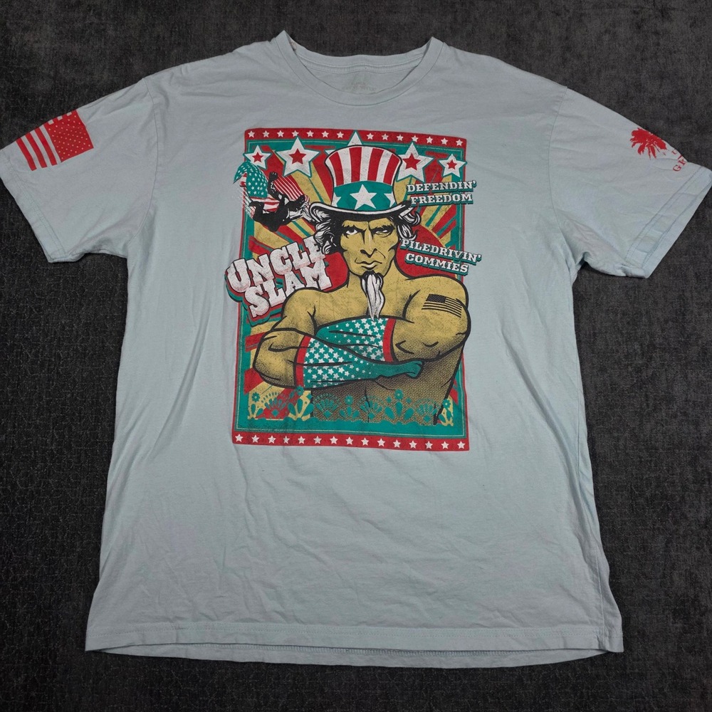 Grunt Style Mens Uncle Slam Graphic T-Shirt Blue XL Patriotic Military Tee